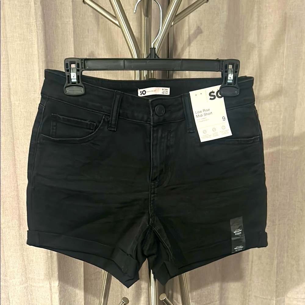 NWT SO Black Jean Shorts with hem.‎